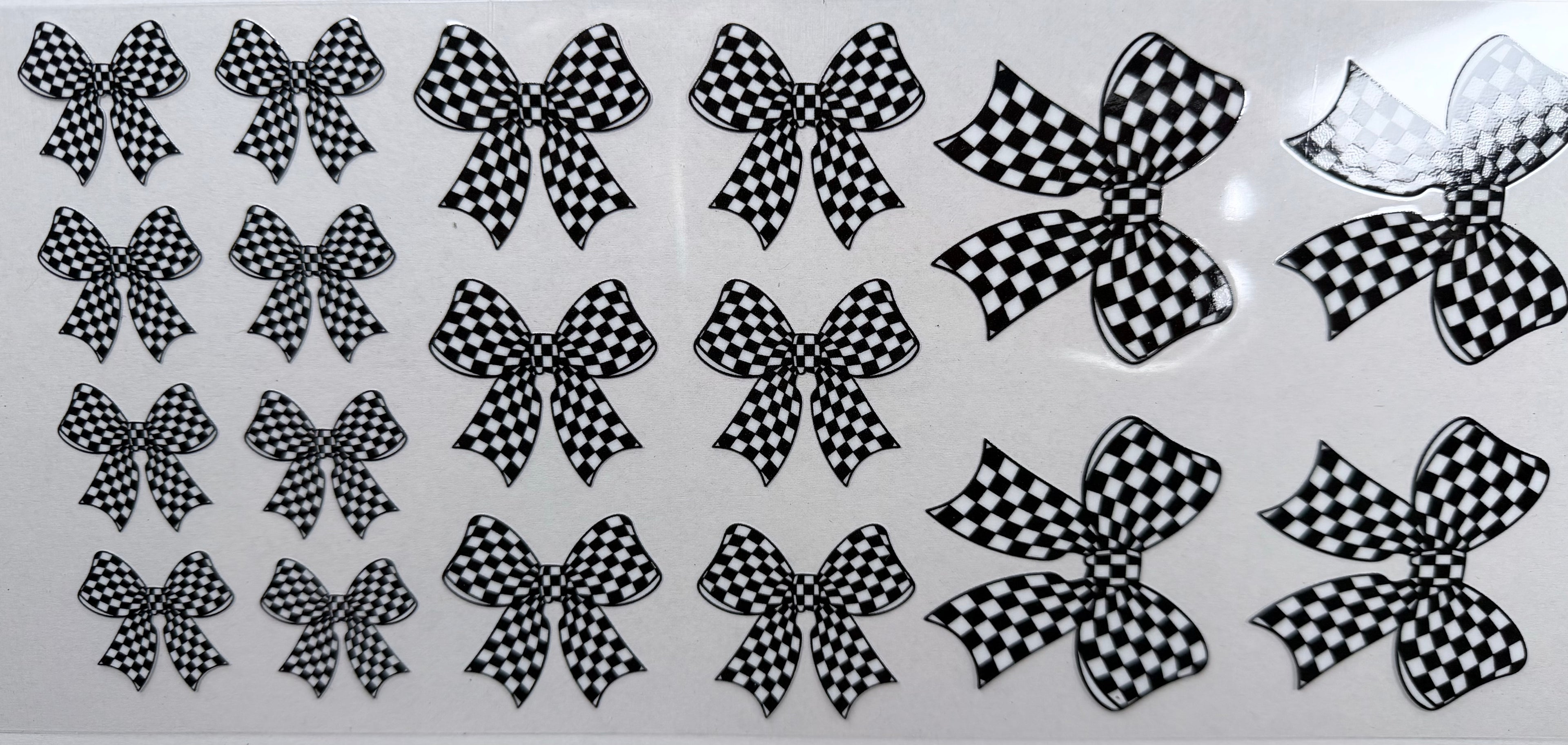 black checkered bows